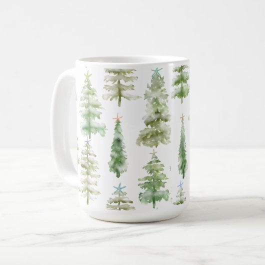 Kiefern an der Küste, gekrönt von Starfish Kaffeetasse (Vorderseite Links)