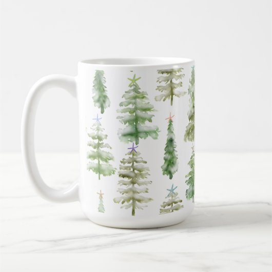 Kiefern an der Küste, gekrönt von Starfish Kaffeetasse (Links)