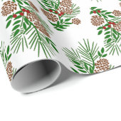 Kiefern-Ast-Kegel und Beeren Ihre Farbe Geschenkpapier (Rolleneckpunkt)
