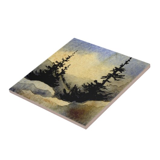 Kiefern auf einem Hügel mit cremefarbenem Sonnenau Fliese (Seite)