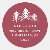 Kiefern | Ferien-Rücksendeadresse Runder Aufkleber (Vorderseite)