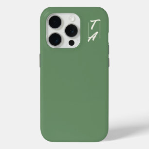 Kiefern Grün Einfarbige Weiße Initialen Case-Mate iPhone Hülle