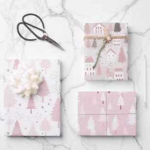 Kiefern in rosafarbenen Erdtönen Geschenkpapier Set