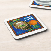 Kiefern-Kegel-Orangen Getränkeuntersetzer (Linke Seite)