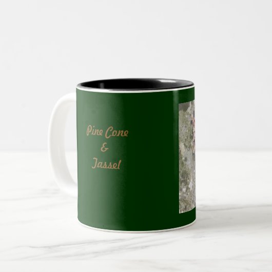 Kiefern-Kegel u. Quasten-Tasse Zweifarbige Tasse (Vorderseite Links)