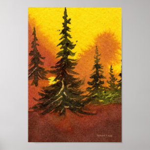 Kiefern "Pines on the Ridge #2", Sonnenaufgang, Ne Poster
