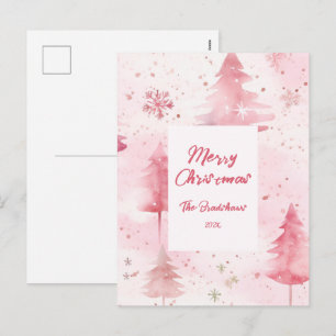 Kiefern Pink Weihnachts-Postkarte Feiertagspostkarte