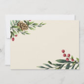 Kiefern und Beeren| Holz und Gold Weihnachtsgesche Einladung (Rückseite)