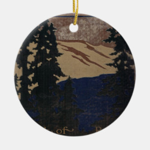 Kiefern und Berge altes Buchcover-Ornament Keramikornament