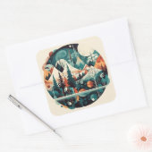 Kiefern und Berge, individuell anpassbar Quadratischer Aufkleber (Umschlag)