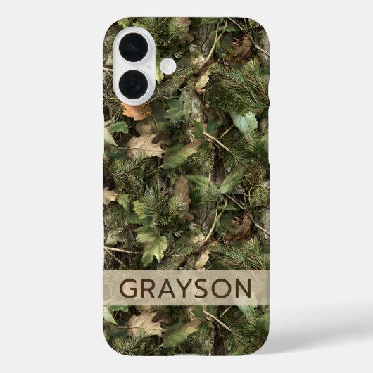 Kiefern- und Blätter-Tarnung Personalisiert Case-Mate iPhone Hülle (Rückseite)