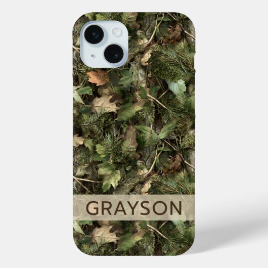 Kiefern- und Blätter-Tarnung Personalisiert Case-Mate iPhone Hülle (Rückseite)