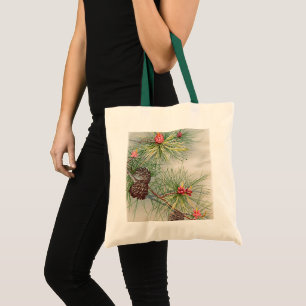 Kiefern und Blume Weihnachten Tragetasche