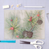 Kiefern und Blume Weihnachtsfeiertage Seidenpapier (Handwerk)