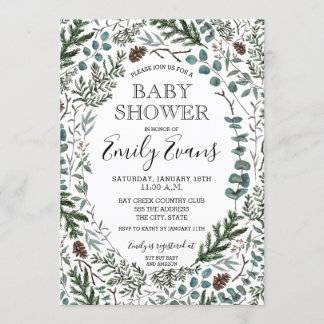 Kiefern- und Eukalyptus-Baby-Shower-Einladung Einladung