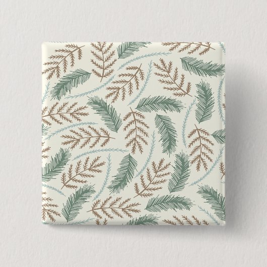 Kiefern- und Zedern Immergrün-Zweig-Muster Button (Vorderseite)