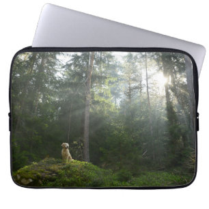 Kiefern-Waldland des golden retriever-Hund Laptopschutzhülle