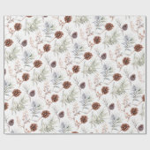 Kiefernäste und Äste mit Beeren Geschenkpapier (Flach)