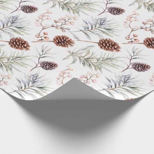 Kiefernäste und Äste mit Beeren Geschenkpapier (Ecke)