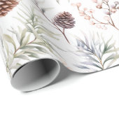 Kiefernäste und Äste mit Beeren Geschenkpapier (Rolleneckpunkt)