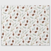 Kiefernäste und Äste mit Beeren Geschenkpapier (Flach)