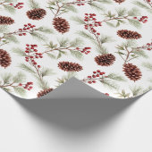 Kiefernäste und Äste mit Beeren Geschenkpapier (Ecke)