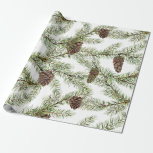 Kiefernäste und -zäune Weihnachten, Neujahr Geschenkpapier