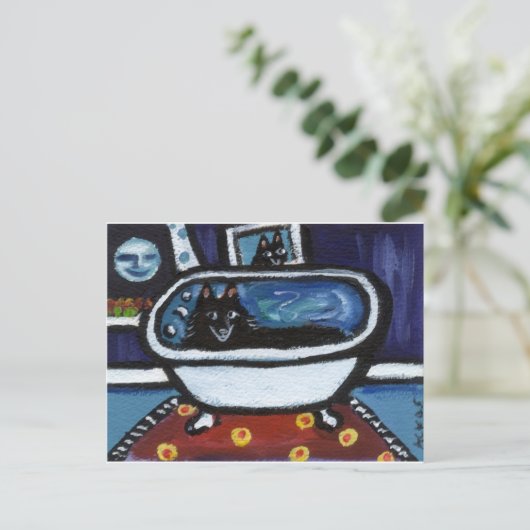 Kiefernbad Schipperke Postkarte (Stehend Vorderseite)