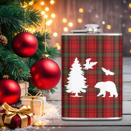 Kiefernbärenadler auf dem Roten Schwarzen Tartan Flachmann