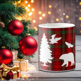 Kiefernbärenadler auf dem Roten Schwarzen Tartan Kaffeetasse