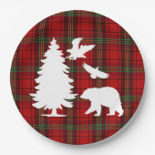 Kiefernbärenadler auf dem Roten Schwarzen Tartan Pappteller (Vorderseite)