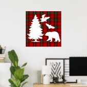 Kiefernbärenadler auf dem Roten Schwarzen Tartan Poster (Heimbüro)