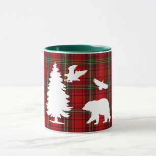 Kiefernbärenadler auf dem Roten Schwarzen Tartan Tasse