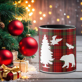 Kiefernbärenadler auf dem Roten Schwarzen Tartan Tasse