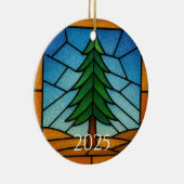 Kiefernbaum-Buntglas-Kunstdesign | Kiefernbaum Keramik Ornament (Rechts)