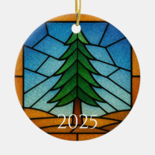 Kiefernbaum-Buntglas-Kunstdesign   Kiefernbaum Keramik Ornament