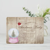 Kiefernbaum, Globe, String-Leuchten, Holzstruktur Einladung (Stehend Vorderseite)