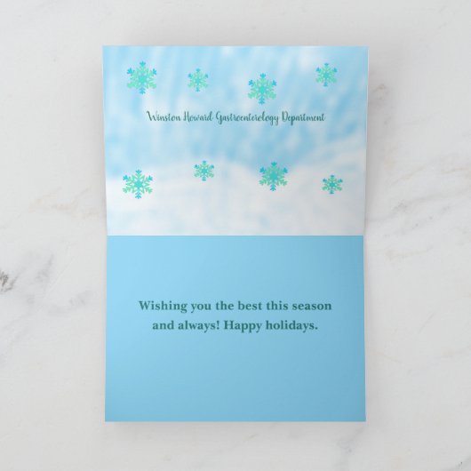 Kiefernbaum, Hirsch, Grußkarte für Firmenfeiertage Dankeskarte (Innenseite)