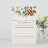 Kiefernbaum, wo waren sie? Brautparty Game Briefpapier (Stehend Vorderseite)