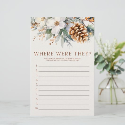 Kiefernbaum, wo waren sie? Brautparty Game Briefpapier (Stehend Vorderseite)