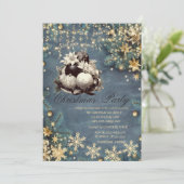 Kiefernbäume, Bälle, SnowflakWeihnachtsbetrieb Einladung (Stehend Vorderseite)