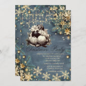 Kiefernbäume, Bälle, SnowflakWeihnachtsbetrieb Einladung (Vorne/Hinten)