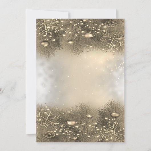 Kiefernbäume, Bälle, Weihnachten Einladung (Rückseite)