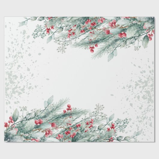 Kiefernbäume Branches Berries Holiday Geschenkpapier (Flach)