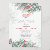 Kiefernbäume Branches Red Berries Drinken Weihnach Einladung (Vorne/Hinten)