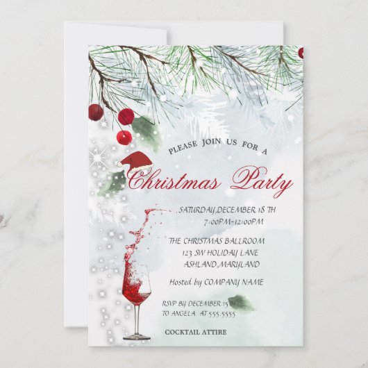 Kiefernbäume, Glas, Weihnachtsgeschenk für Unterne Einladung (Vorderseite)