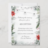 Kiefernbäume, Hochzeit von Poinsettia Einladung (Vorderseite)