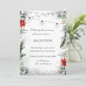 Kiefernbäume, Hochzeit von Poinsettia Einladung (Stehend Vorderseite)