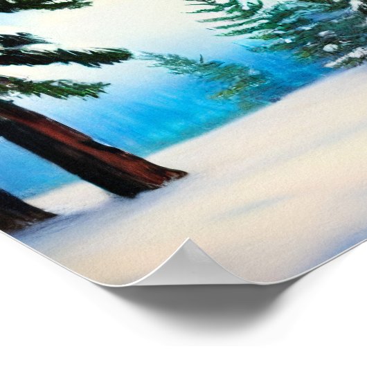 Kiefernbäume im Schnee Poster (Ecke)
