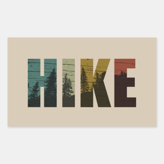 Kiefernbäume in die Waldwanderung Vintag Rechteckiger Aufkleber (Vorderseite)